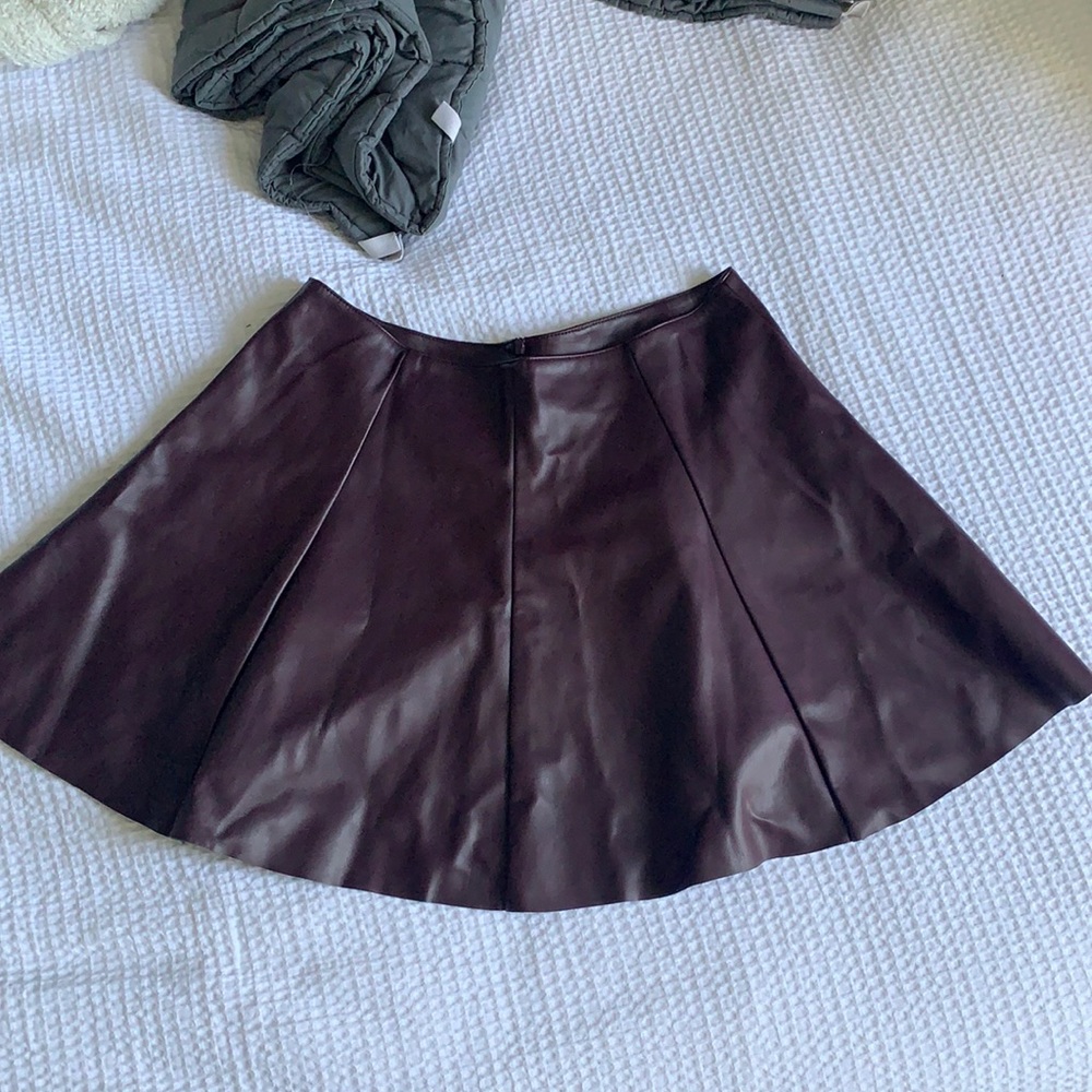 faux leather pleated skirt